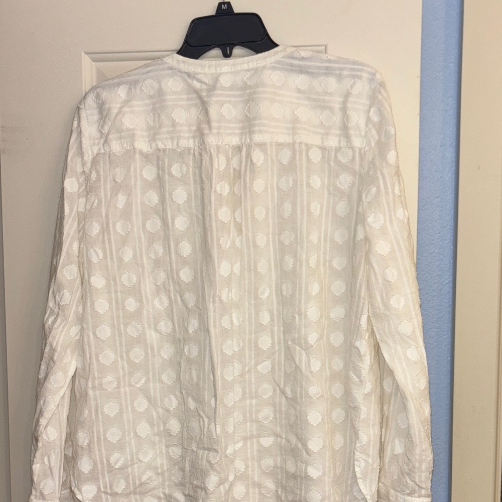 LOFT Ivory White textured Patterned Blouse L - Picture 5 of 5